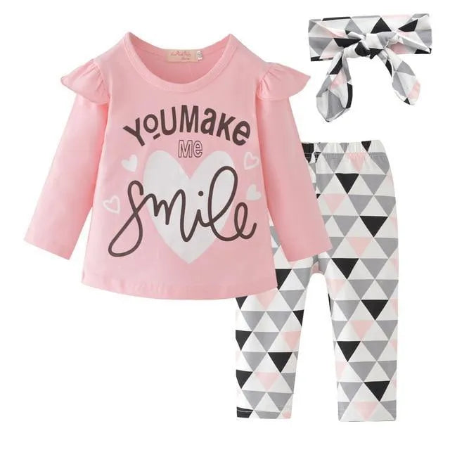 Long Sleeve Baby Girl 3 Pcs Sets - Enfance-Heureuse