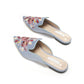 Code embroidery tipped a pedal lazy low heel women's slippers - Enfance-Heureuse