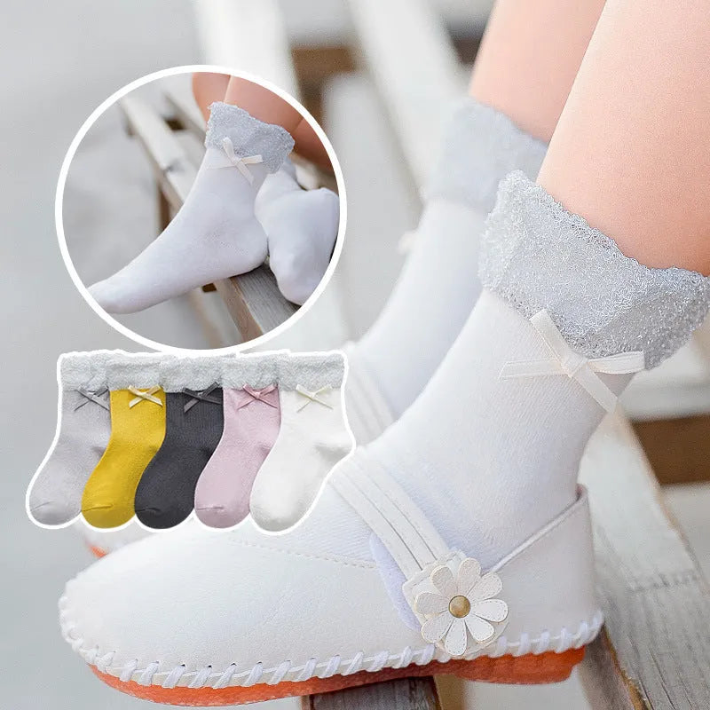 New products children's socks combed cotton bow - Enfance-Heureuse