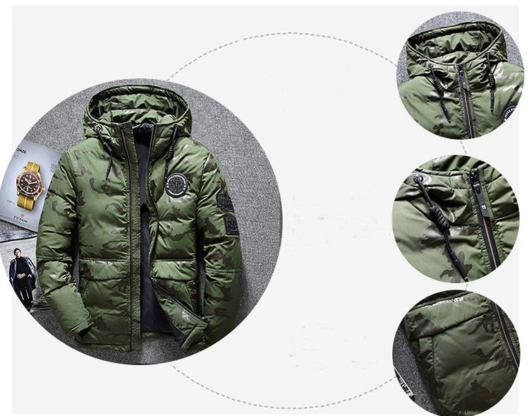 Camouflage Men's Winter Jacket Coat Hooded Casual Slim Down Parka Autumn Camo Windproof Warm Mens Overcoat - Enfance-Heureuse