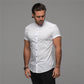 New Summer Shirt Fitness Clothing Cotton Tops Short Sleeve Sports Shirts Brand Mens Short Cool Casual Fashion Breathable Shirt - Enfance-Heureuse