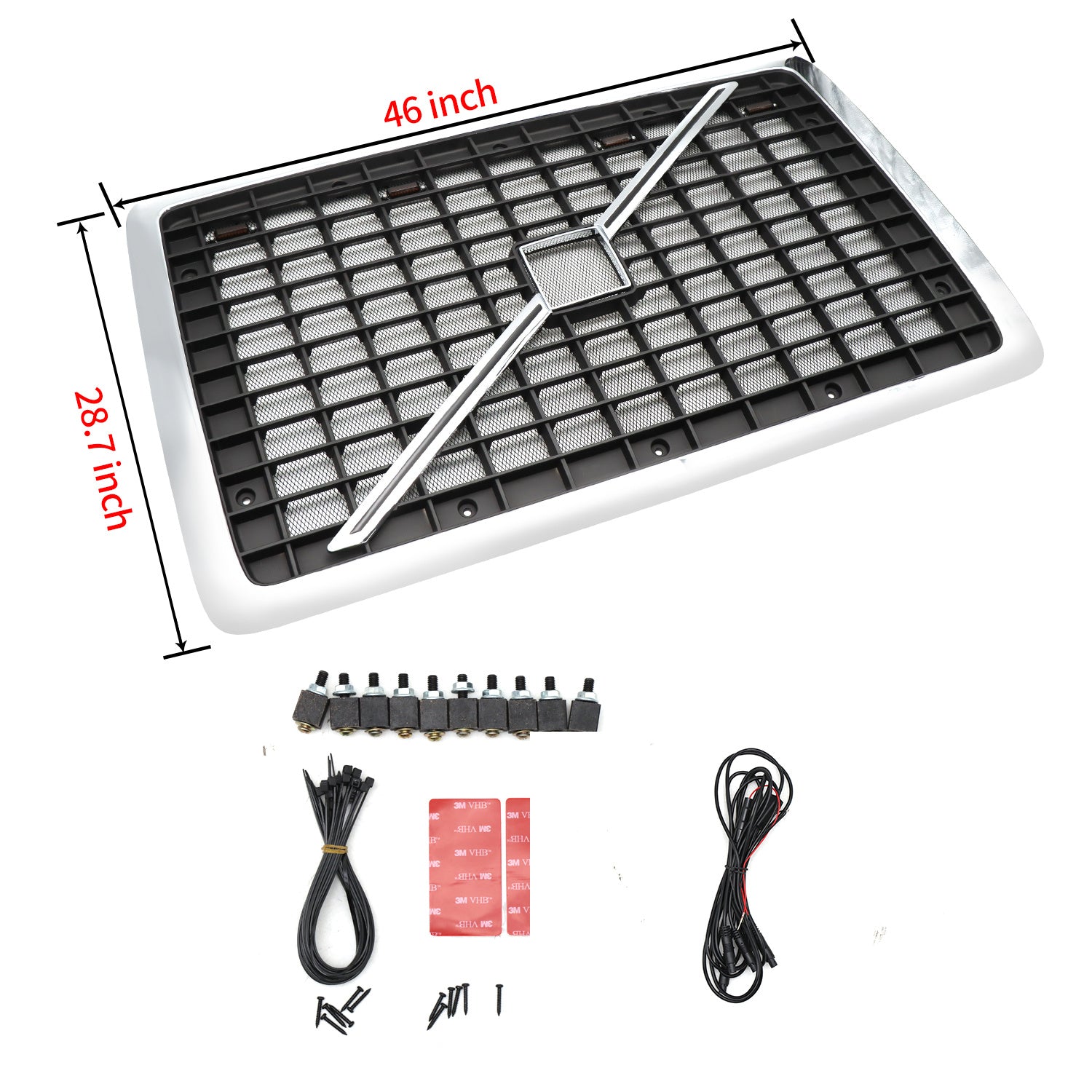 VOLVO, 2004-2017, VNL, Grille, US Version, Chrome Black, With Insect-proof Net, Revised - Enfance-Heureuse