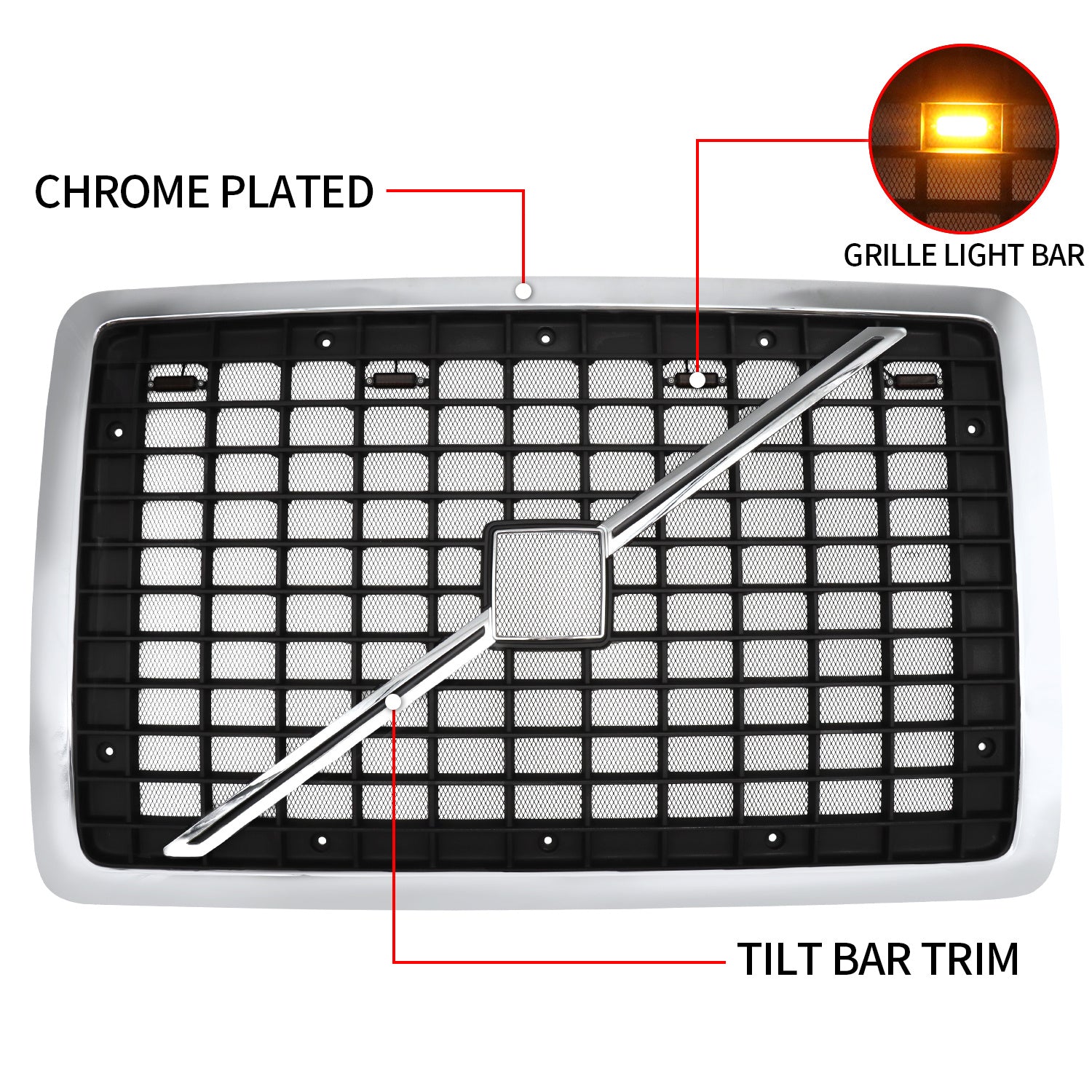 VOLVO, 2004-2017, VNL, Grille, US Version, Chrome Black, With Insect-proof Net, Revised - Enfance-Heureuse
