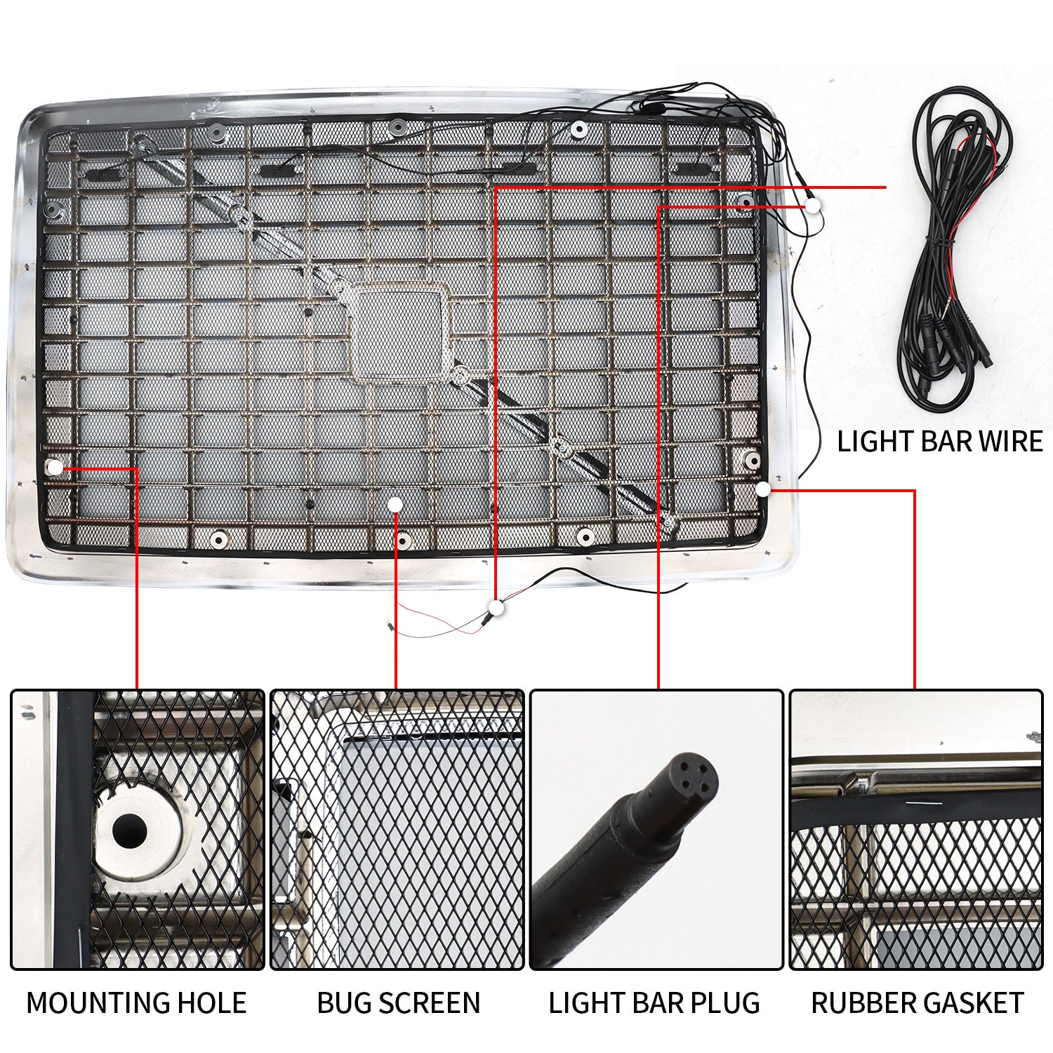 VOLVO, 2004-2017, VNL, Grille, US Version, Chrome Black, With Insect-proof Net, Revised - Enfance-Heureuse