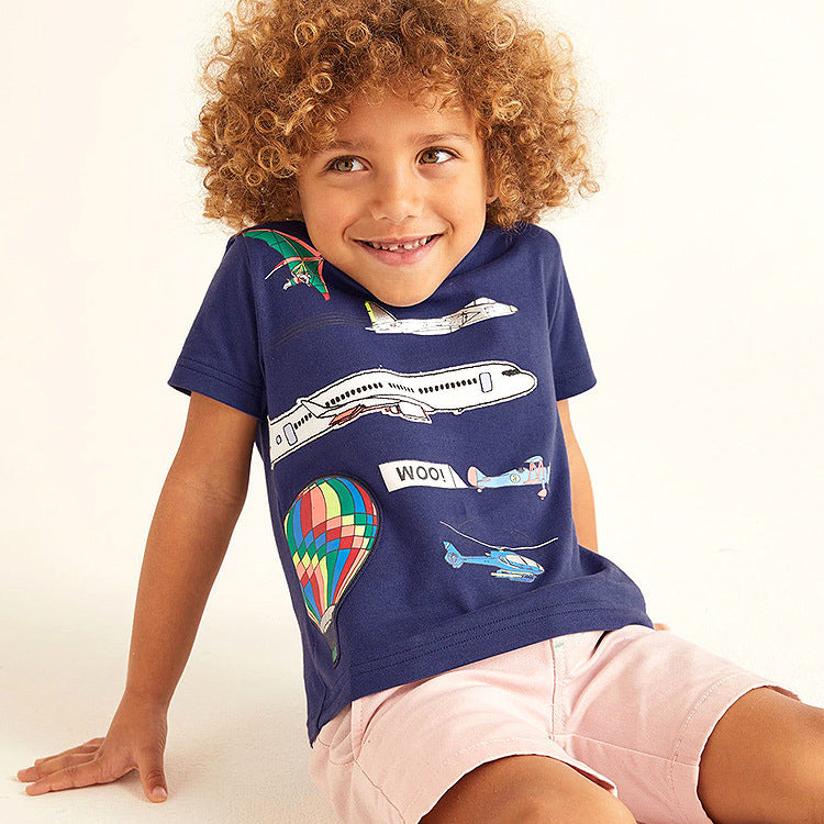 Summer Children's Cute Printed Embroidered Short-sleeved Cartoon T-shirt - Enfance-Heureuse