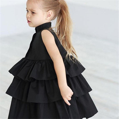 Fashion Simple Solid Color Sleeveless Small And Medium Girl Dress - Enfance-Heureuse