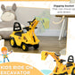 3-in-1 Ride On Excavator Digger Scooter & Pulling Cart, Construction Pretend Play Toy For Kids - Enfance-Heureuse