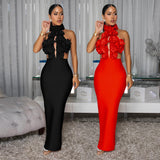 Dress Sexy Halter Large Flower Evening Dress Dress Women