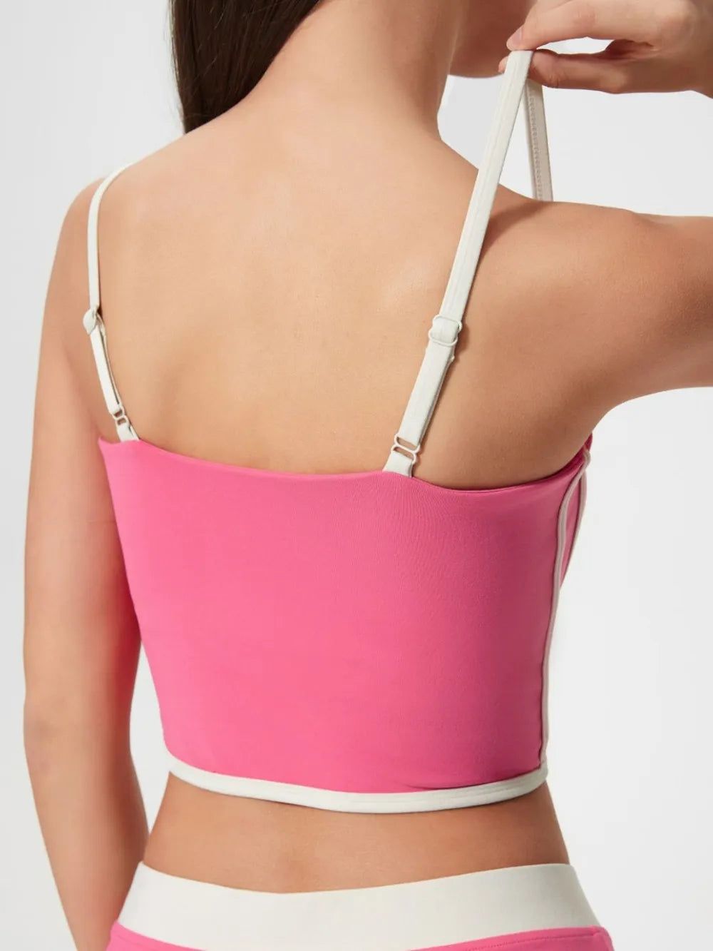 Millennia Contrast Trim Square Neck Active Cami with Detachable Chest Pads - Enfance-Heureuse