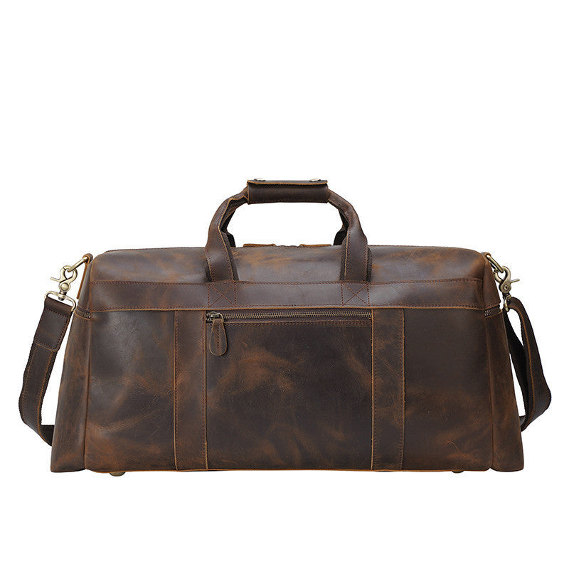 Vintage Crazy Horse Leather Men's Travel Large Capacity Tote - Enfance-Heureuse