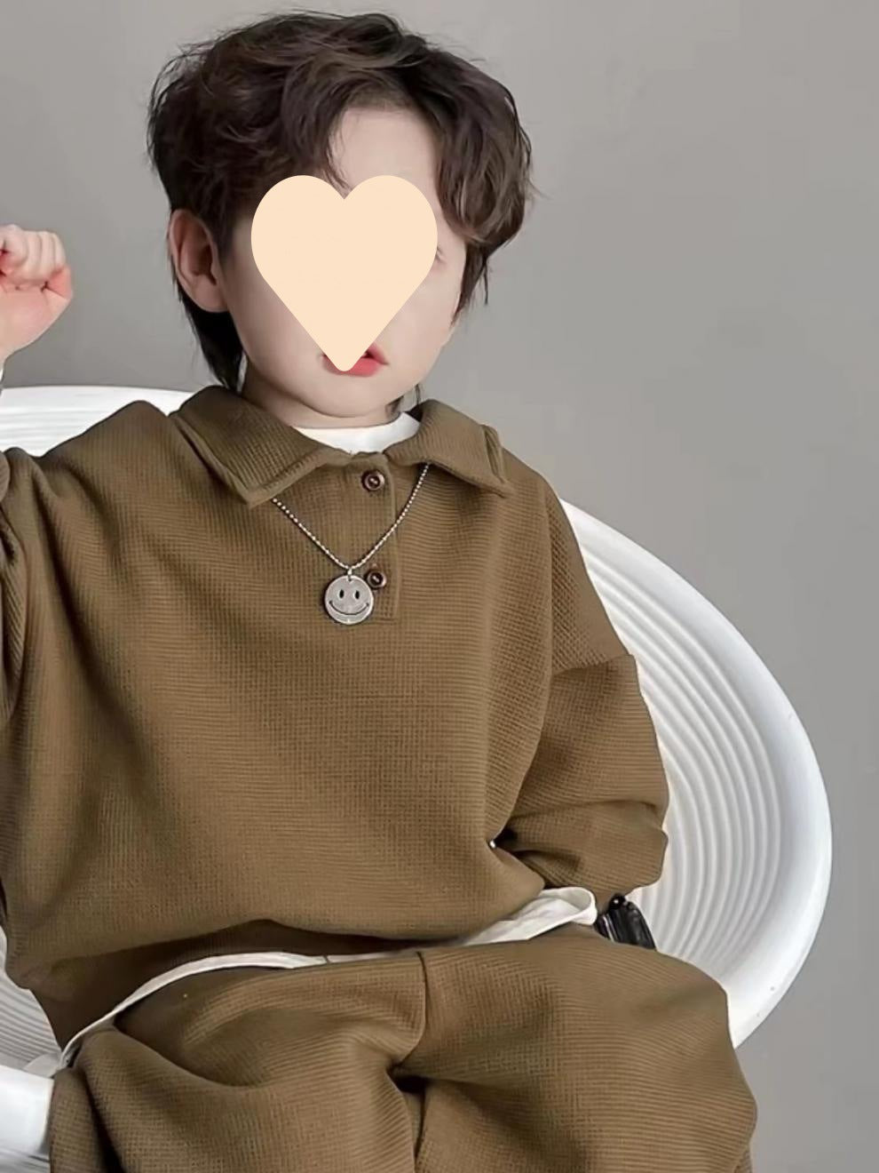 Boys' Simple Waffle Top Pants Suit - Enfance-Heureuse