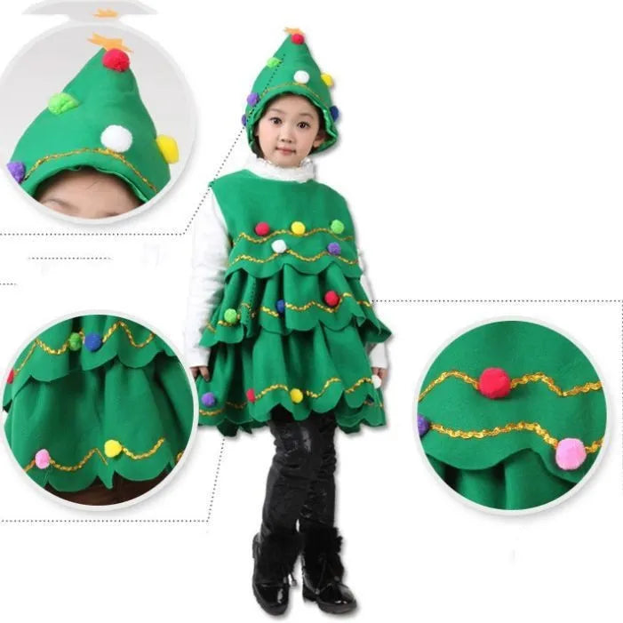 Children's Christmas Tree Performance Dance Costumes - Enfance-Heureuse