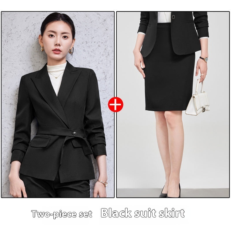 Long Sleeve Small Suit Collar Coat Women's Shirt Pants Suit - Enfance-Heureuse