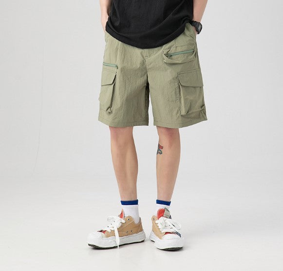 Multi-pocket Straight Casual Loose Zipper Cargo Shorts Men's Five-point Pants - Enfance-Heureuse