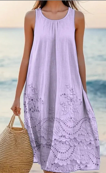 Polyester Short-sleeve One-piece Dress For Women - Enfance-Heureuse