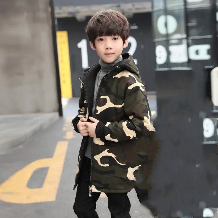 Camouflage thickened plus velvet windbreaker tide - Enfance-Heureuse
