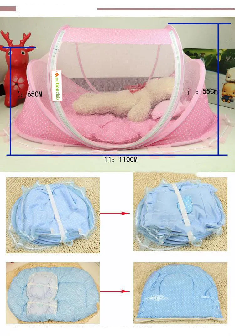Pliable Bébé Moustiquaire Avec Oreiller + Net 2 pièces Ensemble - Enfance-Heureuse