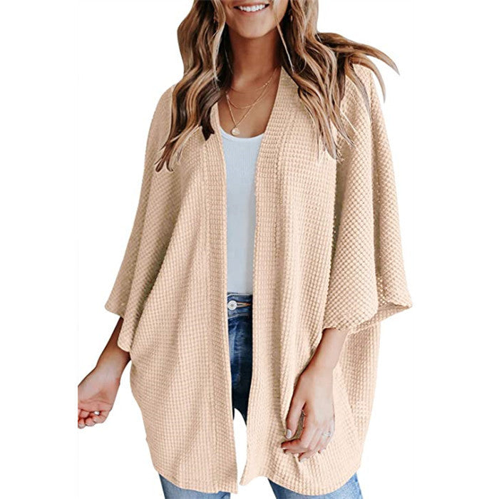 Bat Sleeve Waffle Gerson Women's Cardigan - Enfance-Heureuse