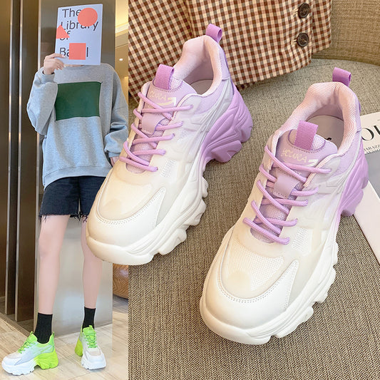 Women's Colorful Sequin Platform Shoes Lace-Up Sneakers - Enfance-Heureuse