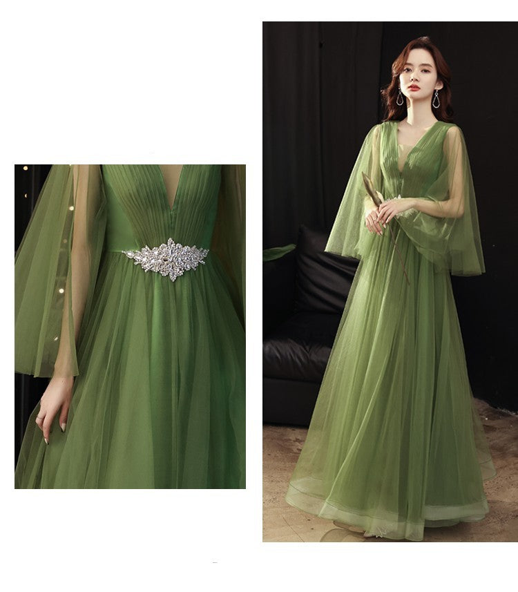 Green Wedding Dress Guzheng Art Examination Solo - Enfance-Heureuse