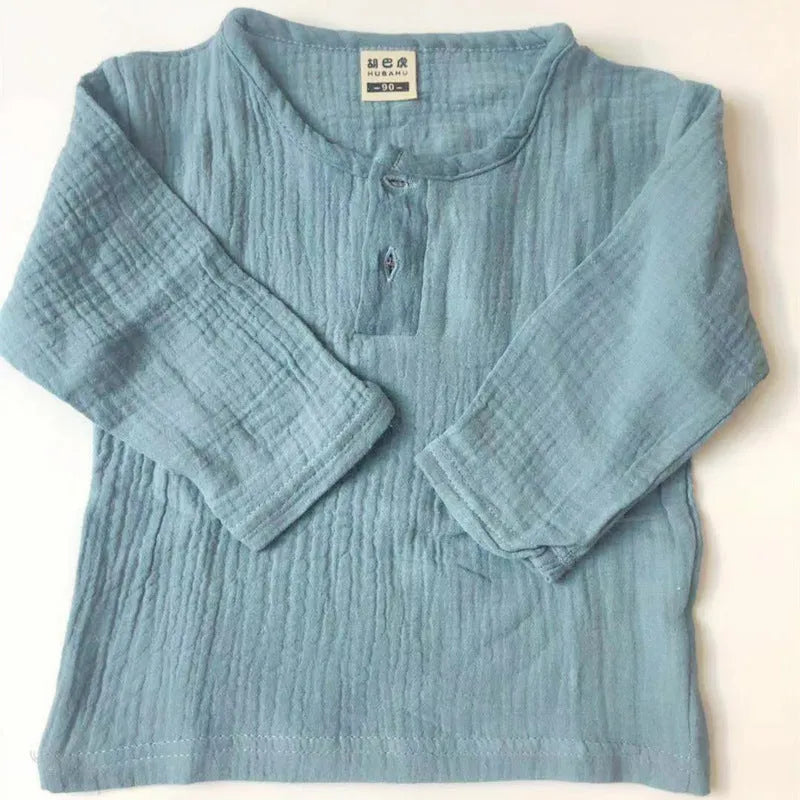 T-shirt à manches courtes en coton et lin pour garçon