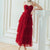 Suspender Spread Chest Temperament Dark Red Flowing Small Dress Long Skirt - Enfance-Heureuse