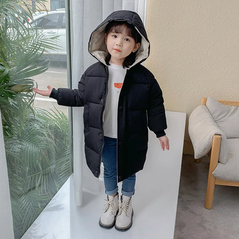 Children's down padded jacket thick mid-length - Enfance-Heureuse