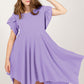 Round Neck Petal Sleeve Dress - Enfance-Heureuse