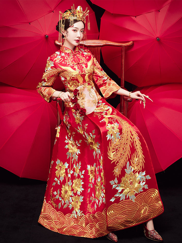 Chinese Dragon And Phoenix Gown A Chaplet And Official Robes Xiuhe Dress - Enfance-Heureuse