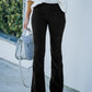 Women's Solid Color High Waist Slim Fit Micro Flared Pants - Enfance-Heureuse