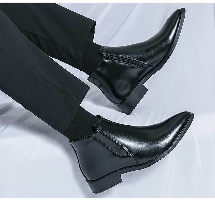 High-top Leather Shoes Men's Side Zipper British Working Wear Ankle Boots - Enfance-Heureuse