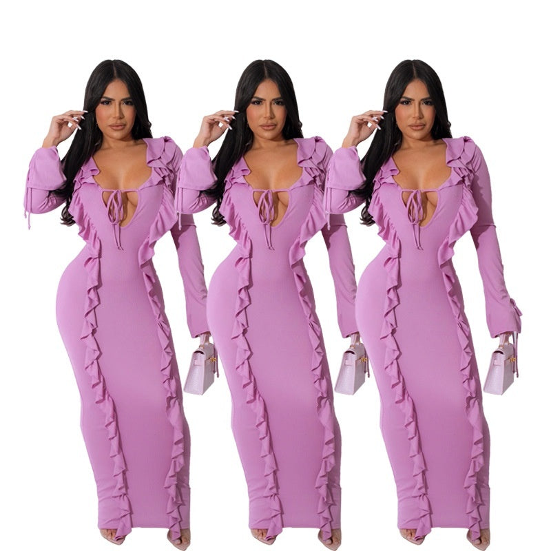 Pure Color Tied Stringy Selvedge Dress - Enfance-Heureuse