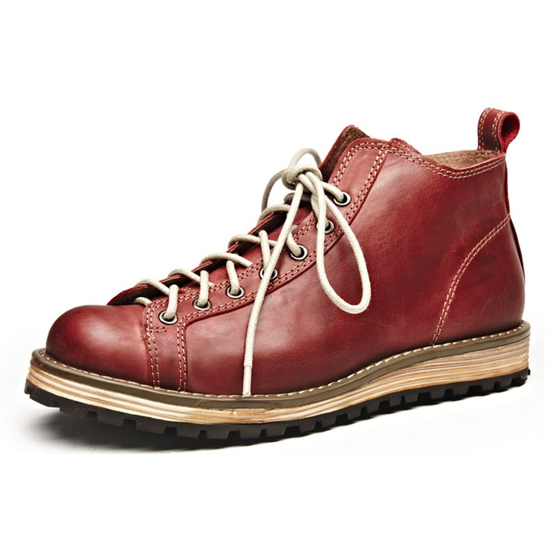 Men's Vintage Leather Big Toe Martin Boots - Enfance-Heureuse