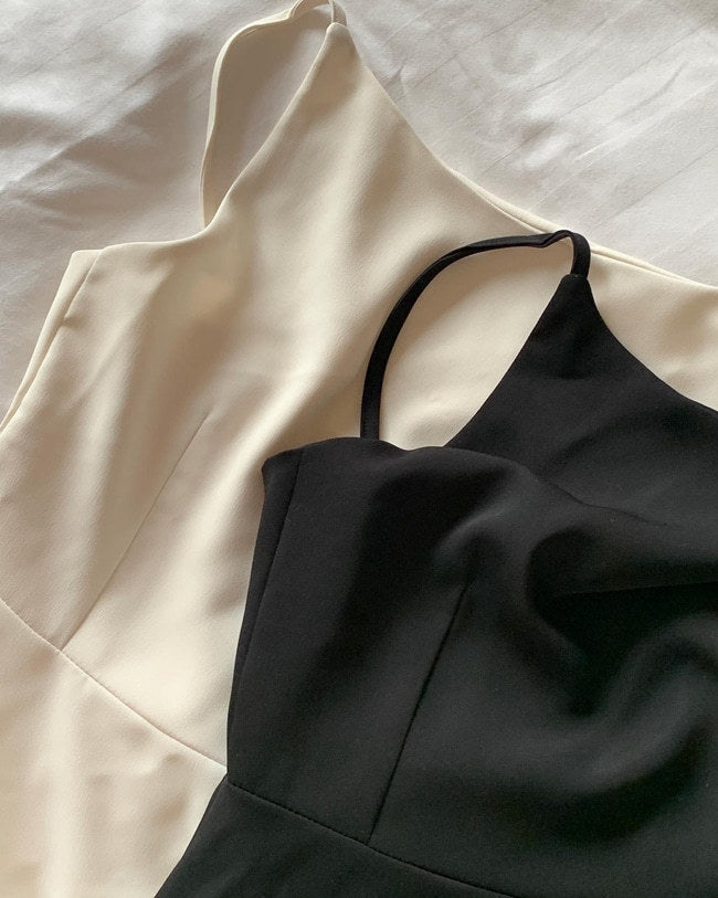 Off-shoulder Sleeveless Waist Slimming Dress - Enfance-Heureuse