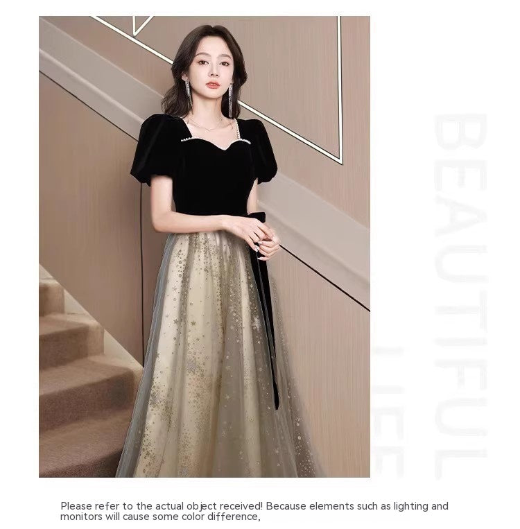 Women's French Light Luxury And Luxurious Black Evening Dress - Enfance-Heureuse