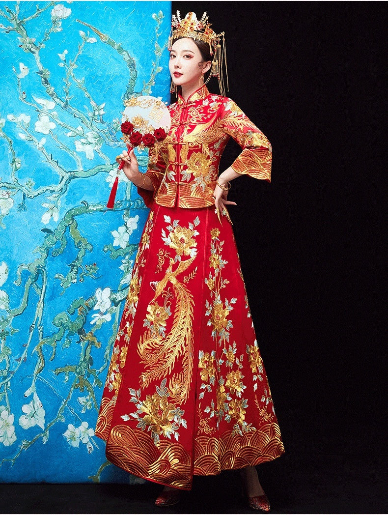 Chinese Dragon And Phoenix Gown A Chaplet And Official Robes Xiuhe Dress - Enfance-Heureuse