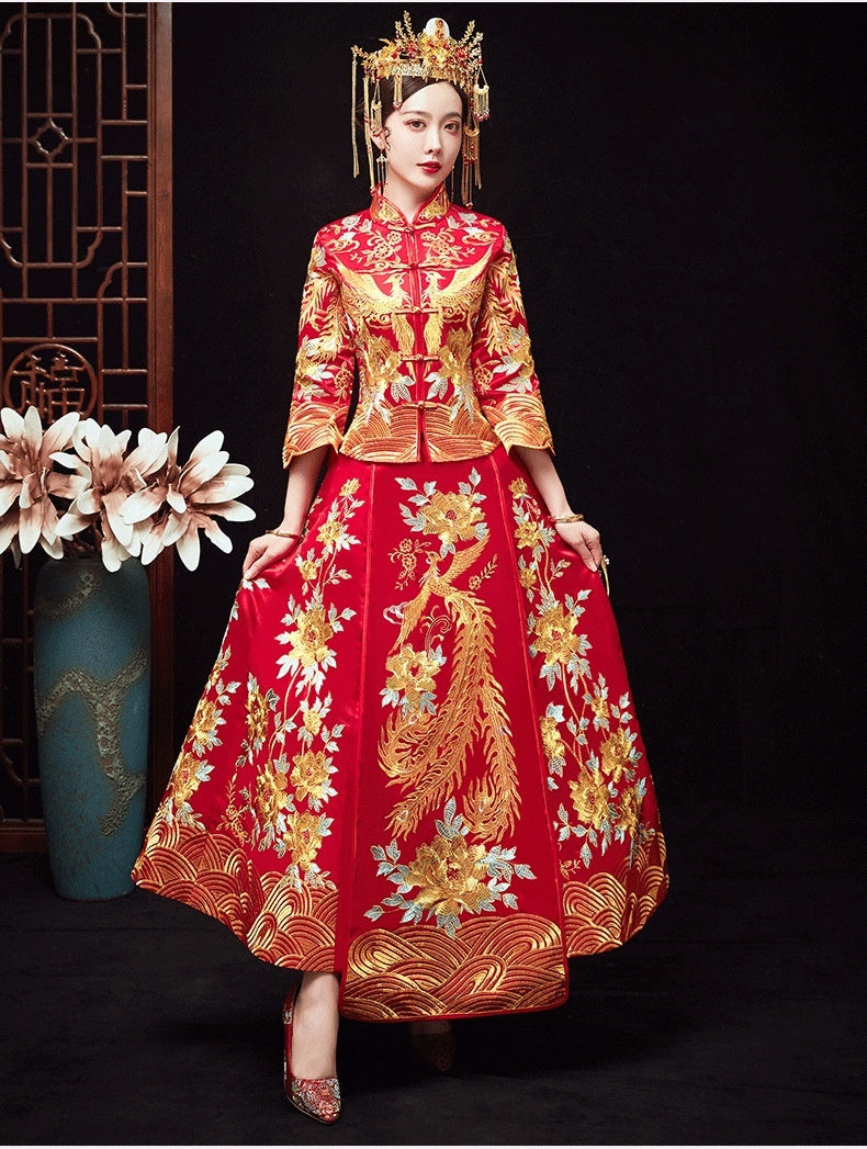 Chinese Dragon And Phoenix Gown A Chaplet And Official Robes Xiuhe Dress - Enfance-Heureuse