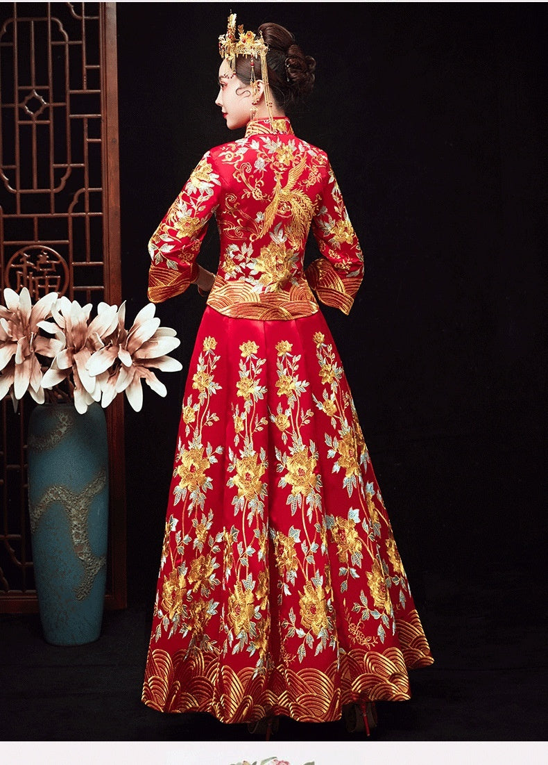 Chinese Dragon And Phoenix Gown A Chaplet And Official Robes Xiuhe Dress - Enfance-Heureuse