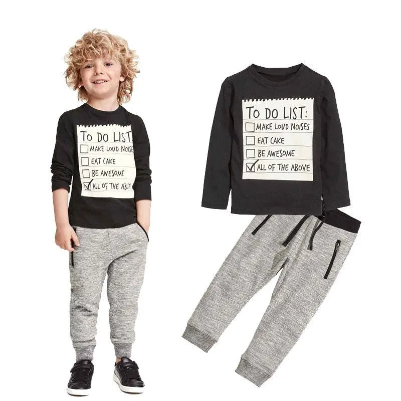 Ensemble de vêtements pour garçons, vêtements décontractés pour bébés et garçons | collection printemps automne coton | manches longues | pantalon t-shirt 2 pièces | pour 3 à 7 ans - Enfance-Heureuse