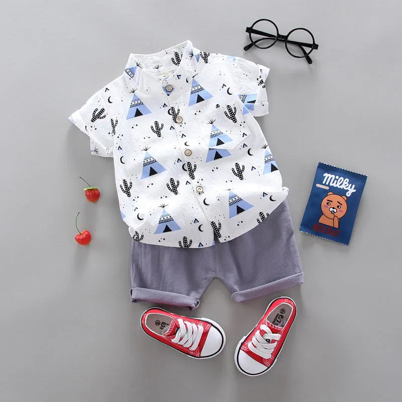 Triangle Short Sleeve Shirt Suit - Enfance-Heureuse