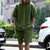 2pcs Loose Sports Suits Summer Round Neck Short-sleeved T-shirt And Drawstring Pockets Shorts Casual Solid Color Set Mens Clothing - Enfance-Heureuse