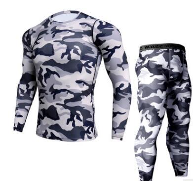 Mens Camouflage Pants & T Shirt Sets Fashion Crossfit T-shirt Compression Brand Clothing Joggers Men Casual Leggings - Enfance-Heureuse