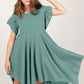 Round Neck Petal Sleeve Dress - Enfance-Heureuse