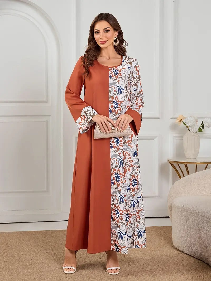 Women's Printed Long Skirt - Polyester Fiber, Machine Washable, Opaque - Enfance-Heureuse