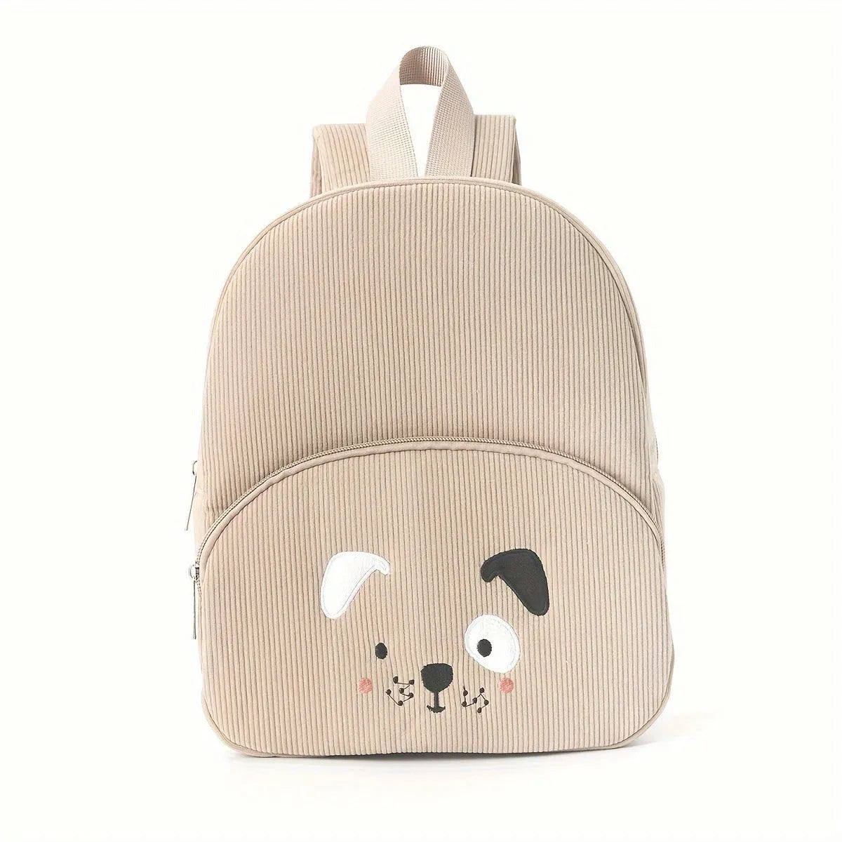 Embroidered Cute Bear Backpack Corduroy - Enfance-Heureuse