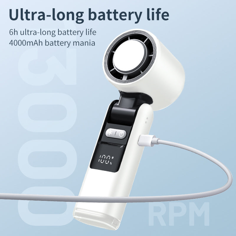 Portable Handheld Fan, Speed Adjustable Turbo Mini Fan, Reduced Temperature Mode, Rechargeable Digital Display Foldable Personal Fan With Night Light, Suitable For Women Men Outdoor - Enfance-Heureuse