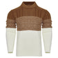 Men's Casual Color Block Long Sleeve Cable Knit Pullover Sweater - Enfance-Heureuse
