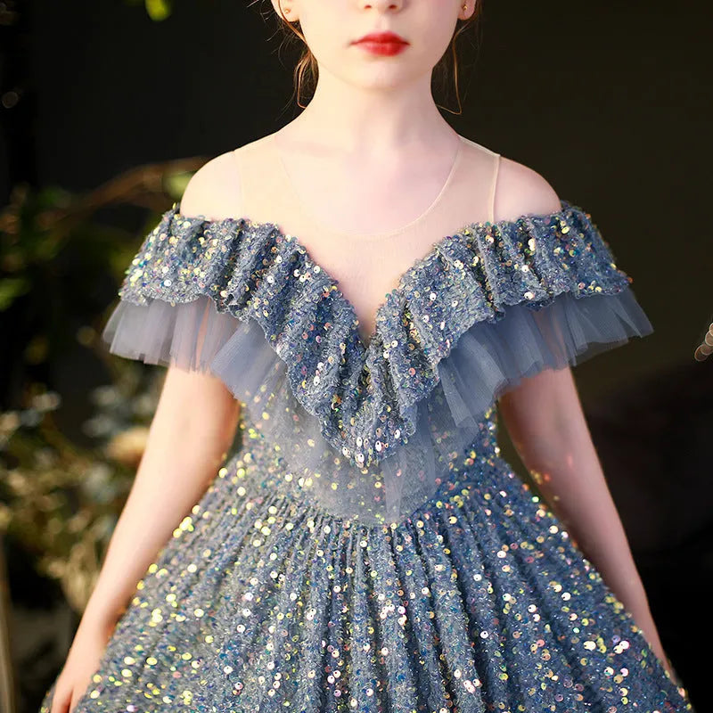 Big Children Children's Sequined Princess Dress Western Style Catwalk Costumes Winter - Enfance-Heureuse