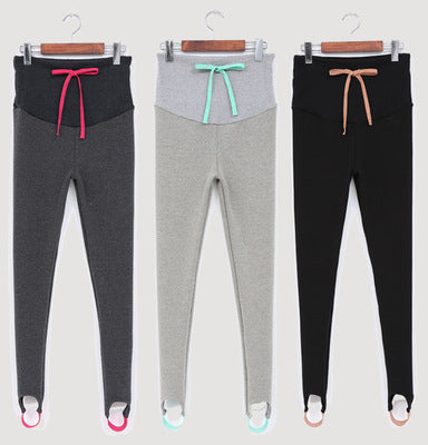 South Korea maternity new winter pregnant women foot leggings and cashmere trousers abdomen supporting feet thick spot - Enfance-Heureuse