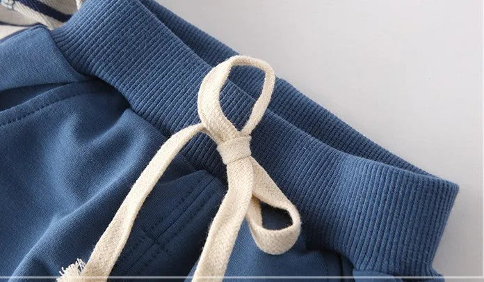 Baby Baby Spring Five-star Embroidery Trend Baby Clothes Pants Pure Cotton Suit - Enfance-Heureuse